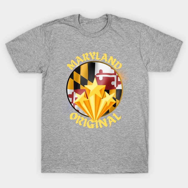 MARYLAND ORIGINAL WITH FLAG AND STARS DESIGN T-Shirt by The C.O.B. Store